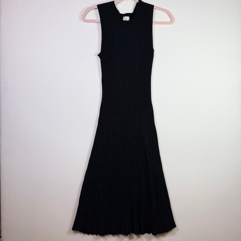 A NEW DAY Black Ribbed Sleeveless Knit Midi Dress Small